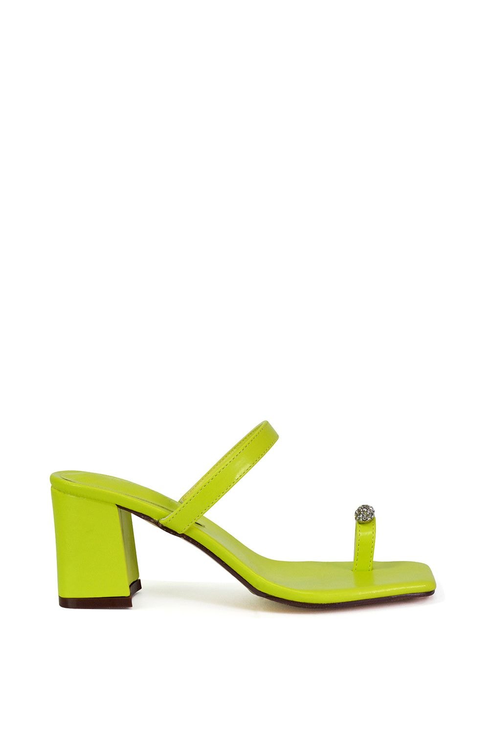 XY London 'Daiquiri' Double Strap Square Toe Ring Block Heel Sandals
