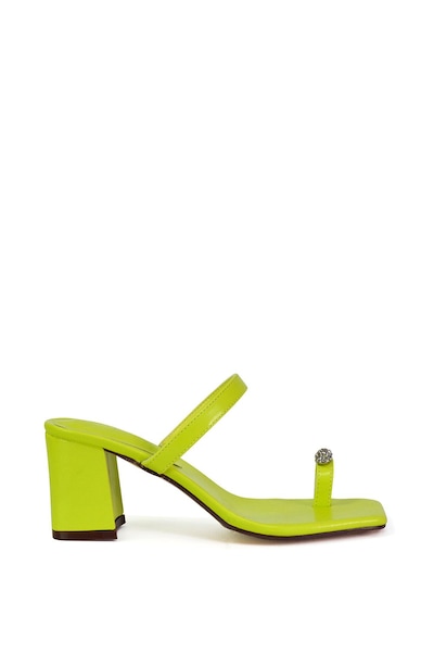 XY London 'Daiquiri' Double Strap Square Toe Ring Block Heel Sandals