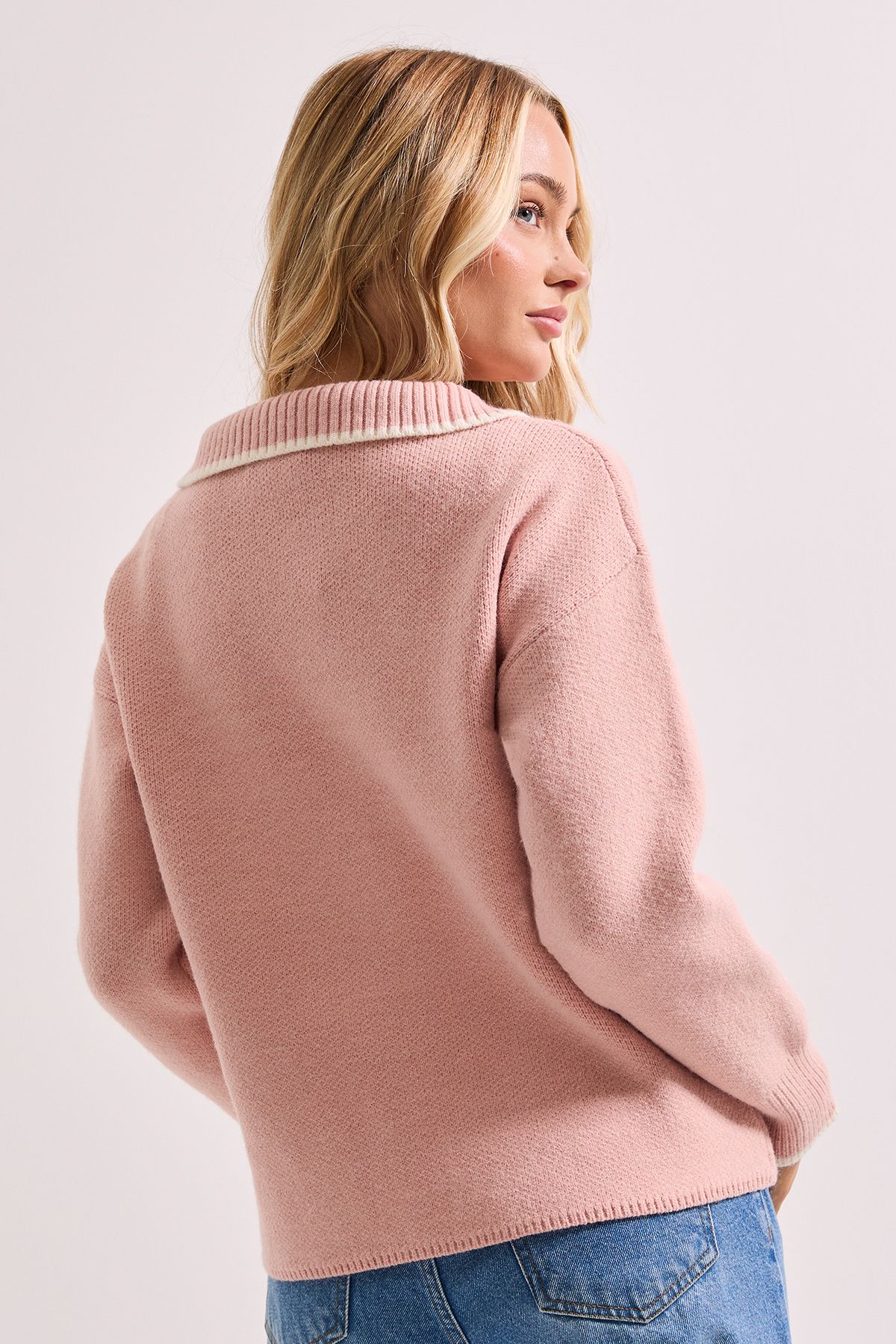 Dorothy Perkins Zip Up Knitted Jumper Pale Pink image 3