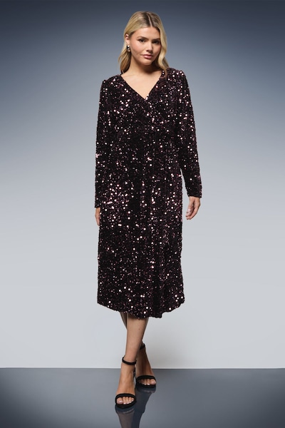 Dorothy Perkins Velvet Sequin Wrap Midi Dress Lilac