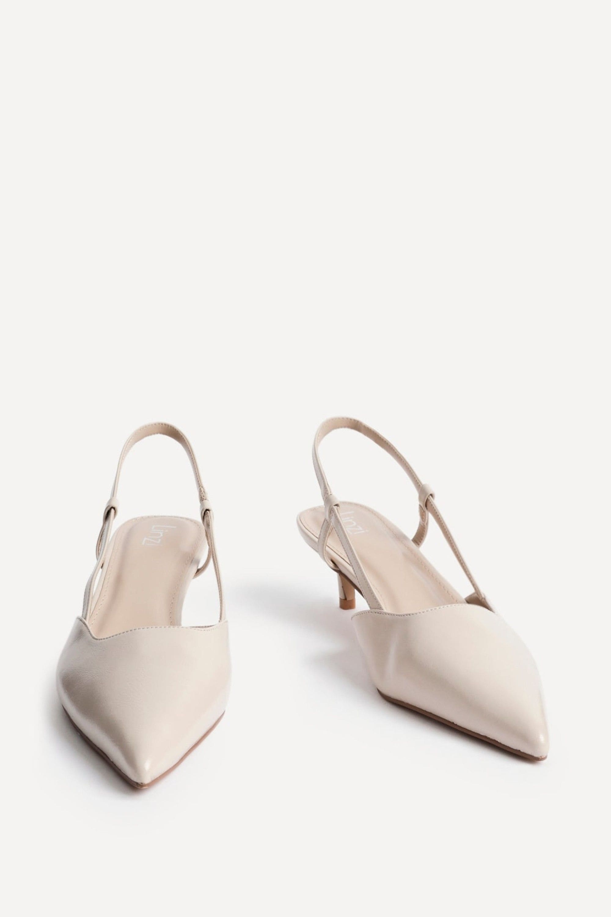 Linzi Refined Nude Faux Leather Slingback Kitten Court Heels image 3