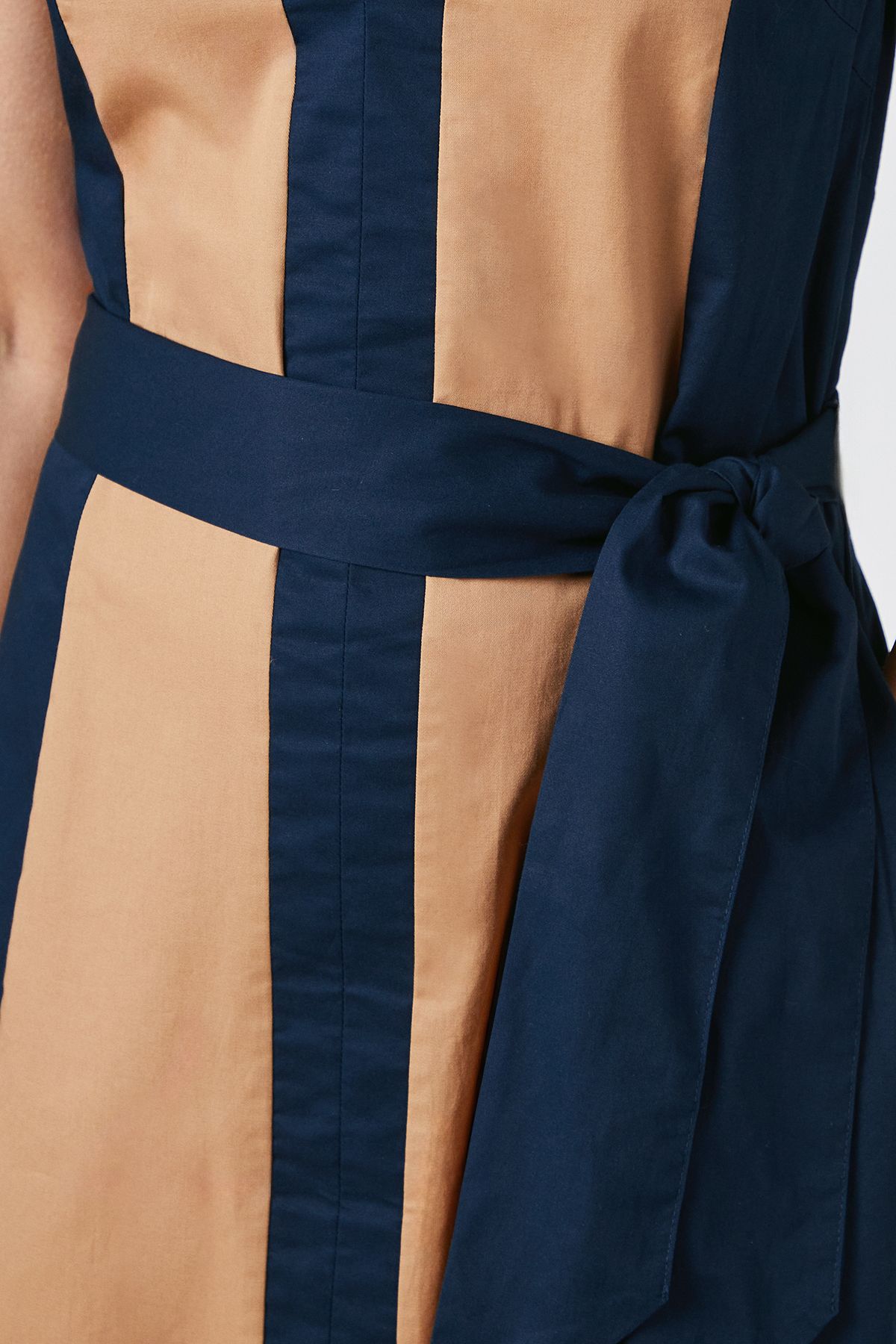 Principles Camel Colour Block Notch Neck Tie Waist Midi Dress Camel image 5