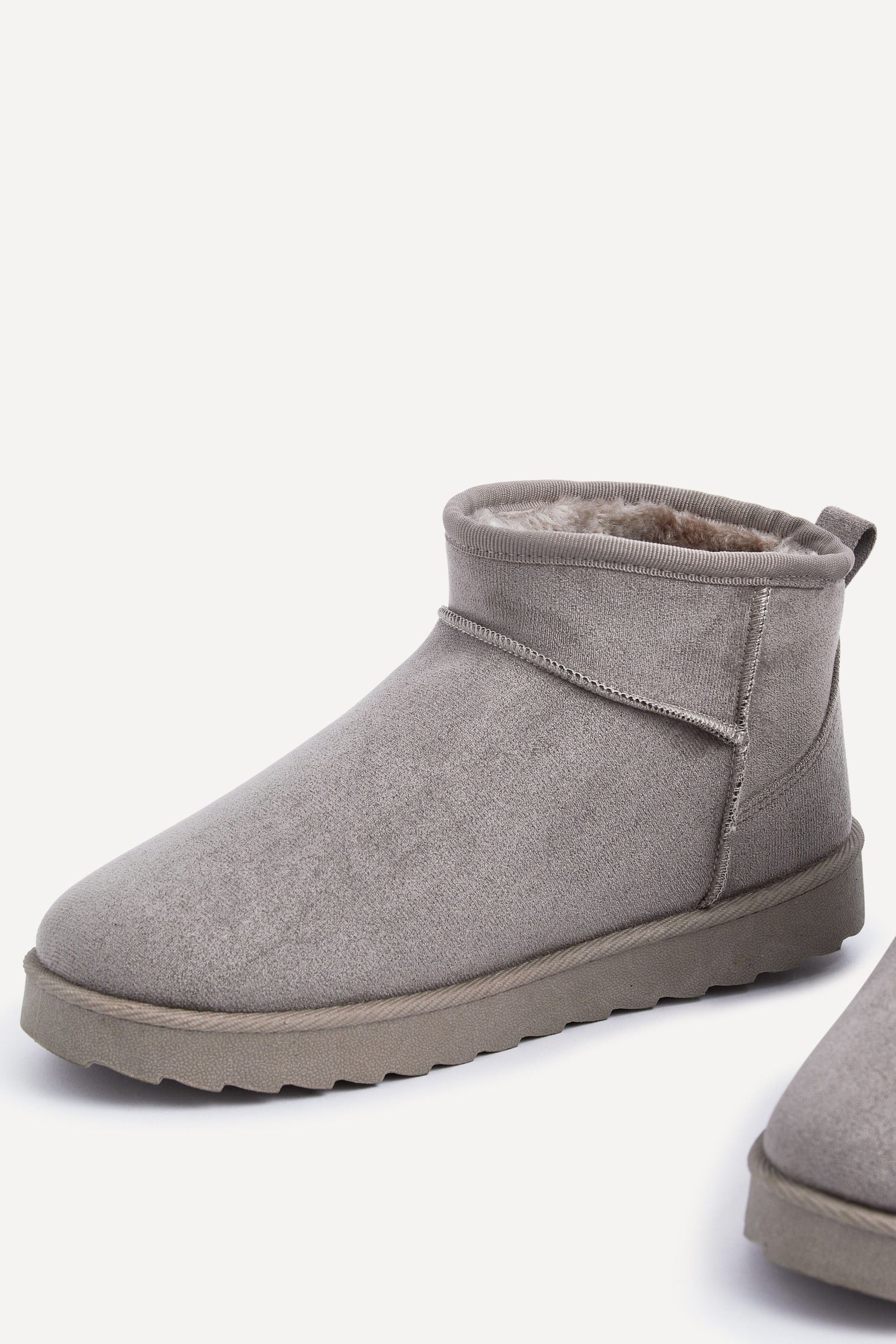 Linzi Ultra Mini Addy Ash Grey Faux Suede Grey Faux Fur Lined Ultra Mini Ankle Boot image 4