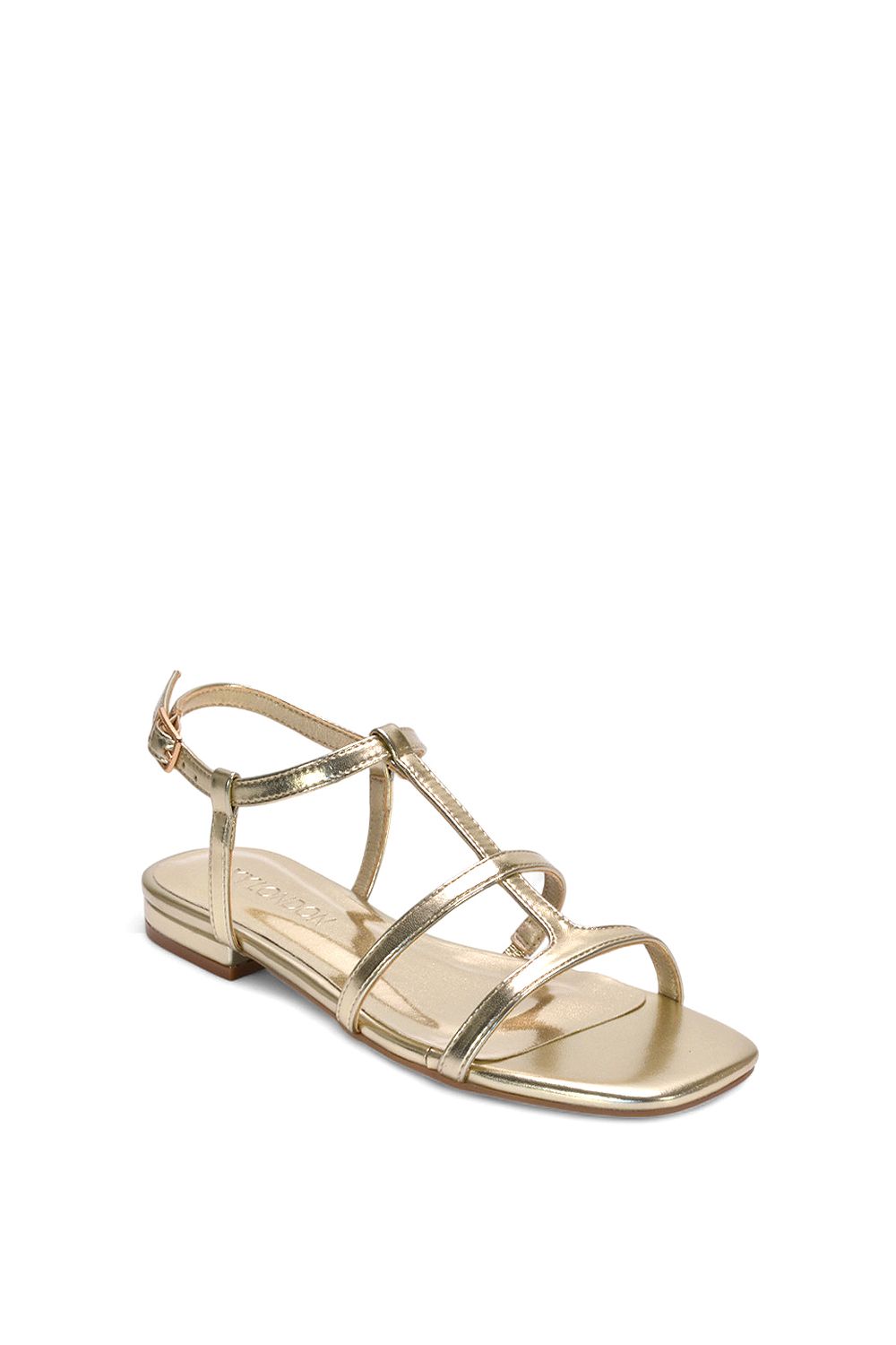 XY London 'Danielle' Flat Strappy Caged Square Toe Sandals With Buckle image 2