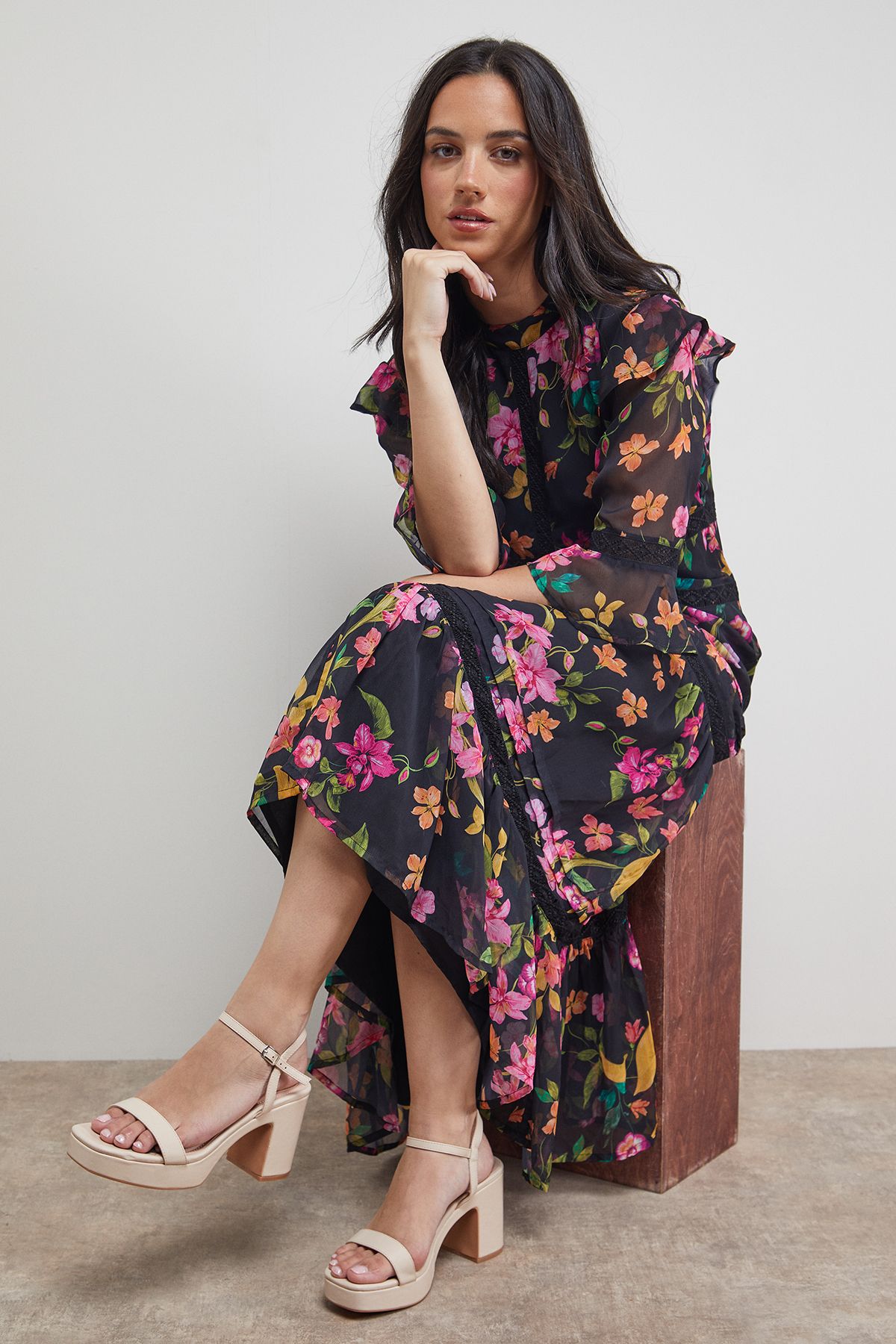 Oasis Maddie Platform High Block Heeled Sandals Nude image 1