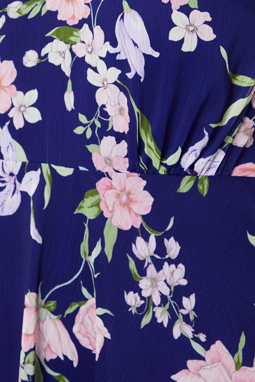 Oasis Petite Ruffle Shoulder Midi Dress Navy image 5