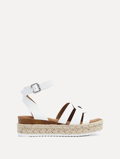 Linzi Dacota Tan Faux Leather Woven Espadrille Inspired Flatform Sandal