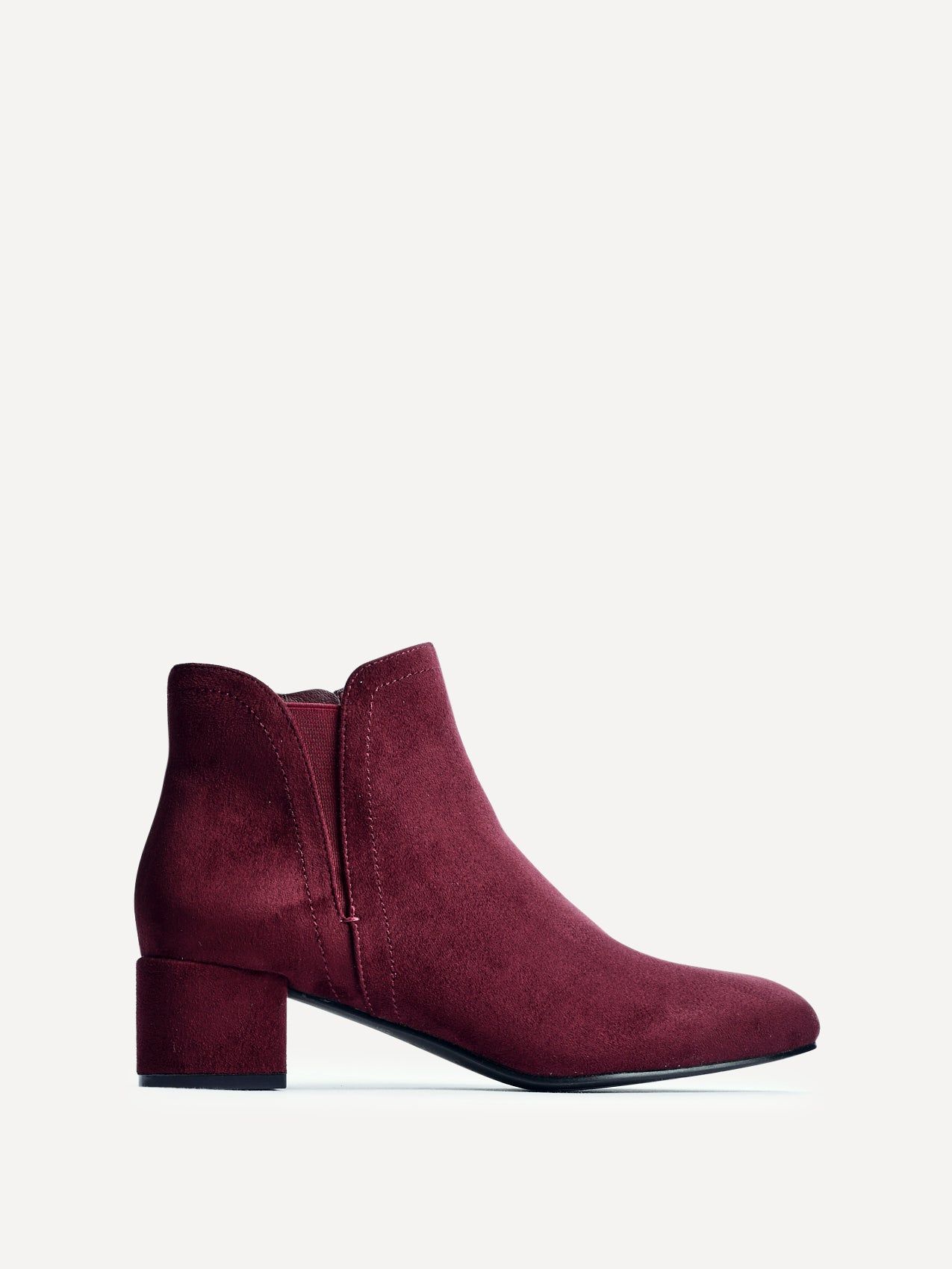 Linzi Manor Burgundy Faux Suede Block Heeled Ankle Boot image 1