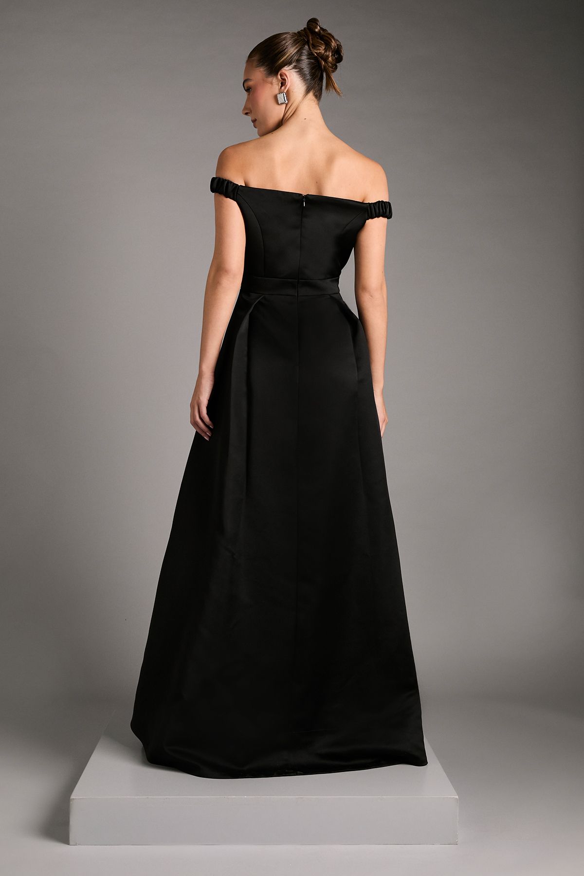 Coast Bardot Fit and Flare Hi Low Hem Maxi Dress Black image 3