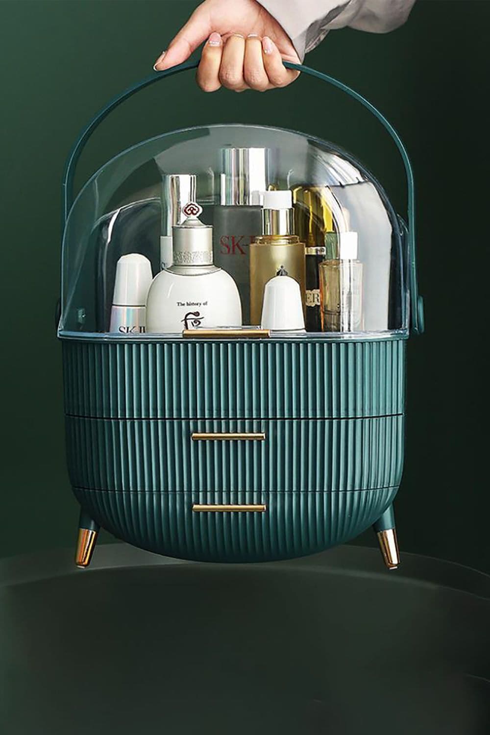 SHEONLY Large Capacity Cosmetic Storage Box with Transparent Cover and 2 Drawers Gift for Women and Girls image 4