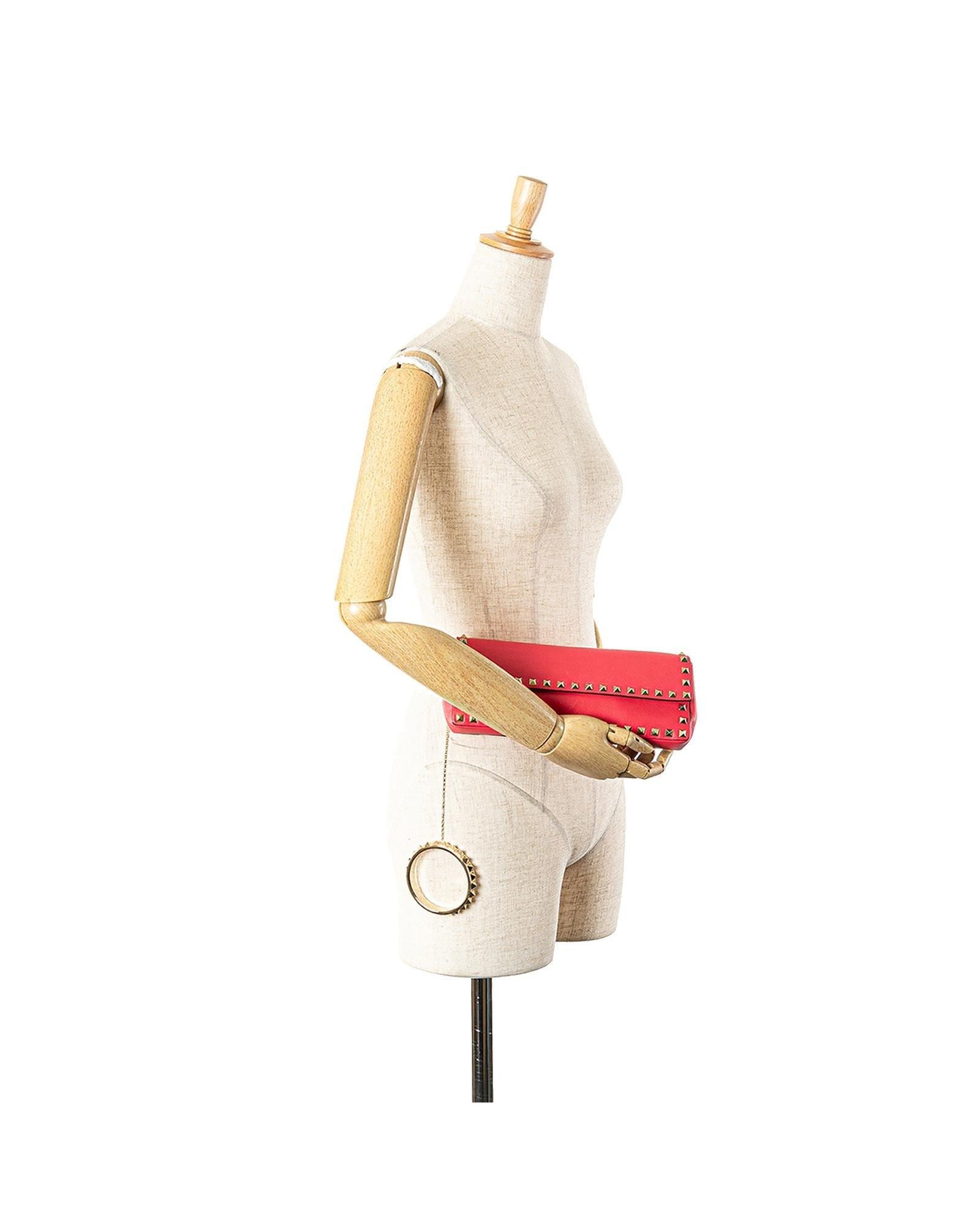 Valentino Preloved Studded Leather Clutch Wo - Pink Clutches image 11