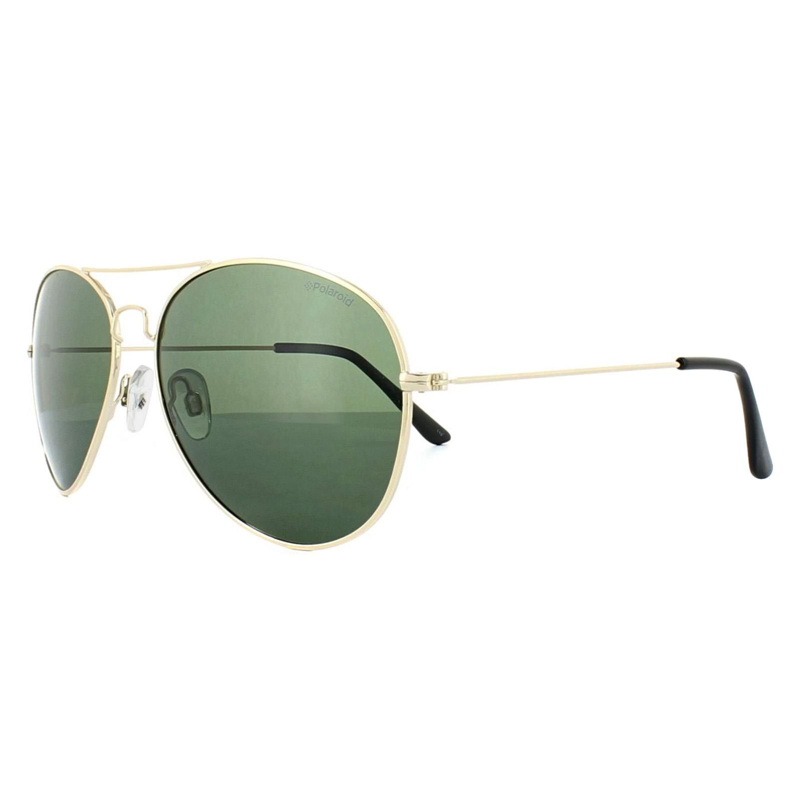 Polaroid Aviator Gold Green Polarized Sunglasses image 2