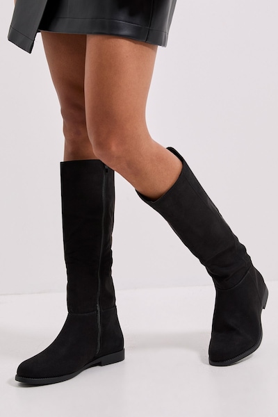 Dorothy Perkins Karla Knee High Flat Boots Natural Black