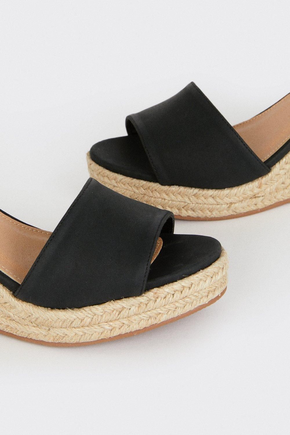 Dorothy Perkins Wide Fit Rebekah Peep Toe Espadrille Wedge Sandals Black image 4