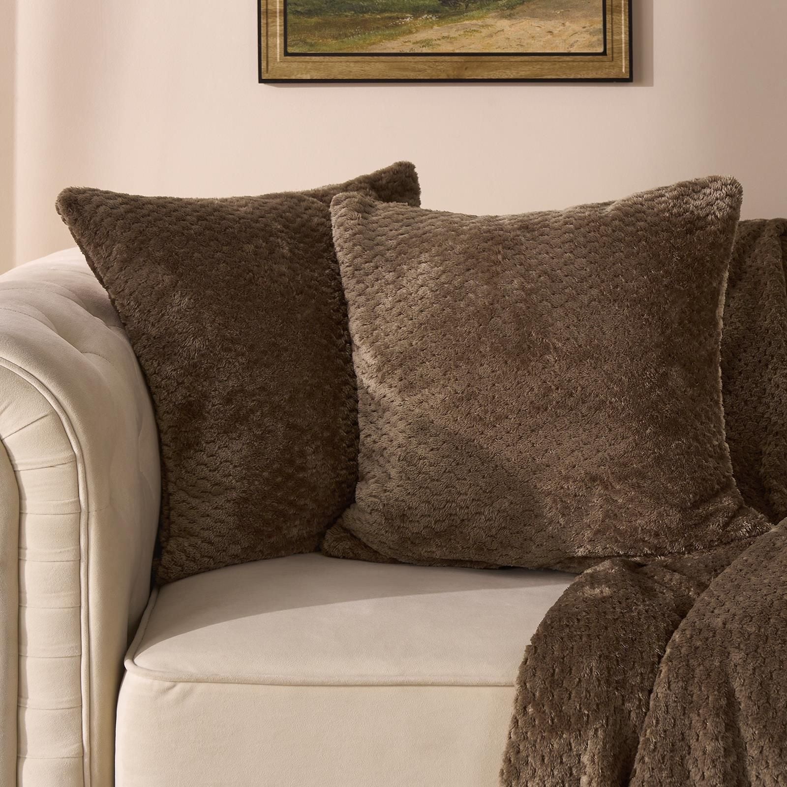 OHS 2 Pack of Waffle Fleece Square Cushion Covers image 1