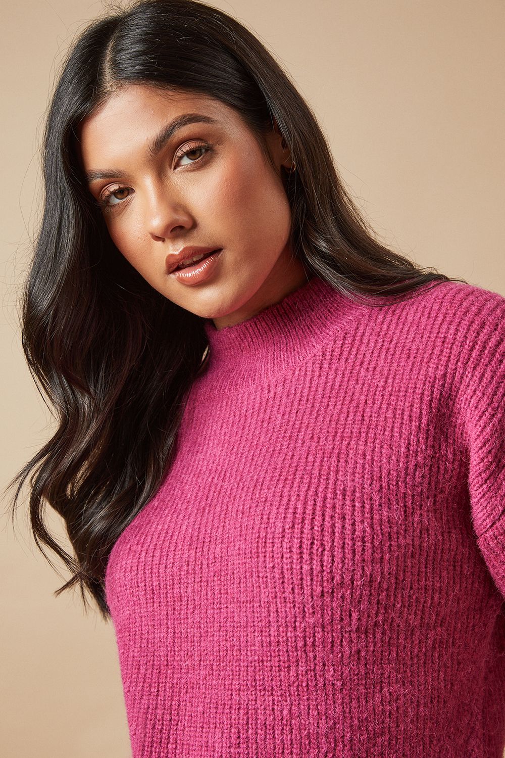 Oasis Ribbed Crew Neck Jumper Desert Rose image 4