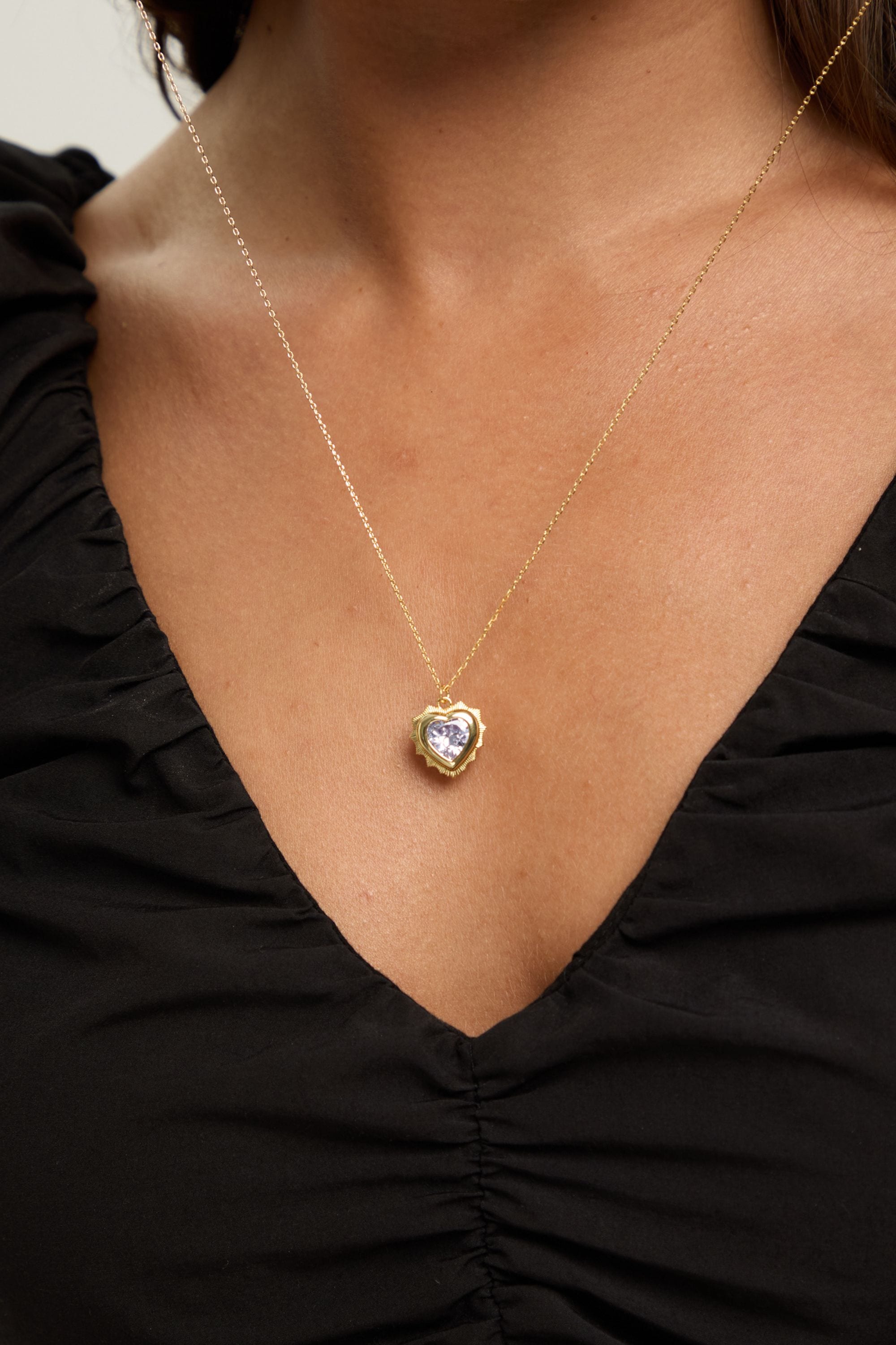 Jon Richard 14Ct Gold Plated Heart Birthstone Pendant - April image 4