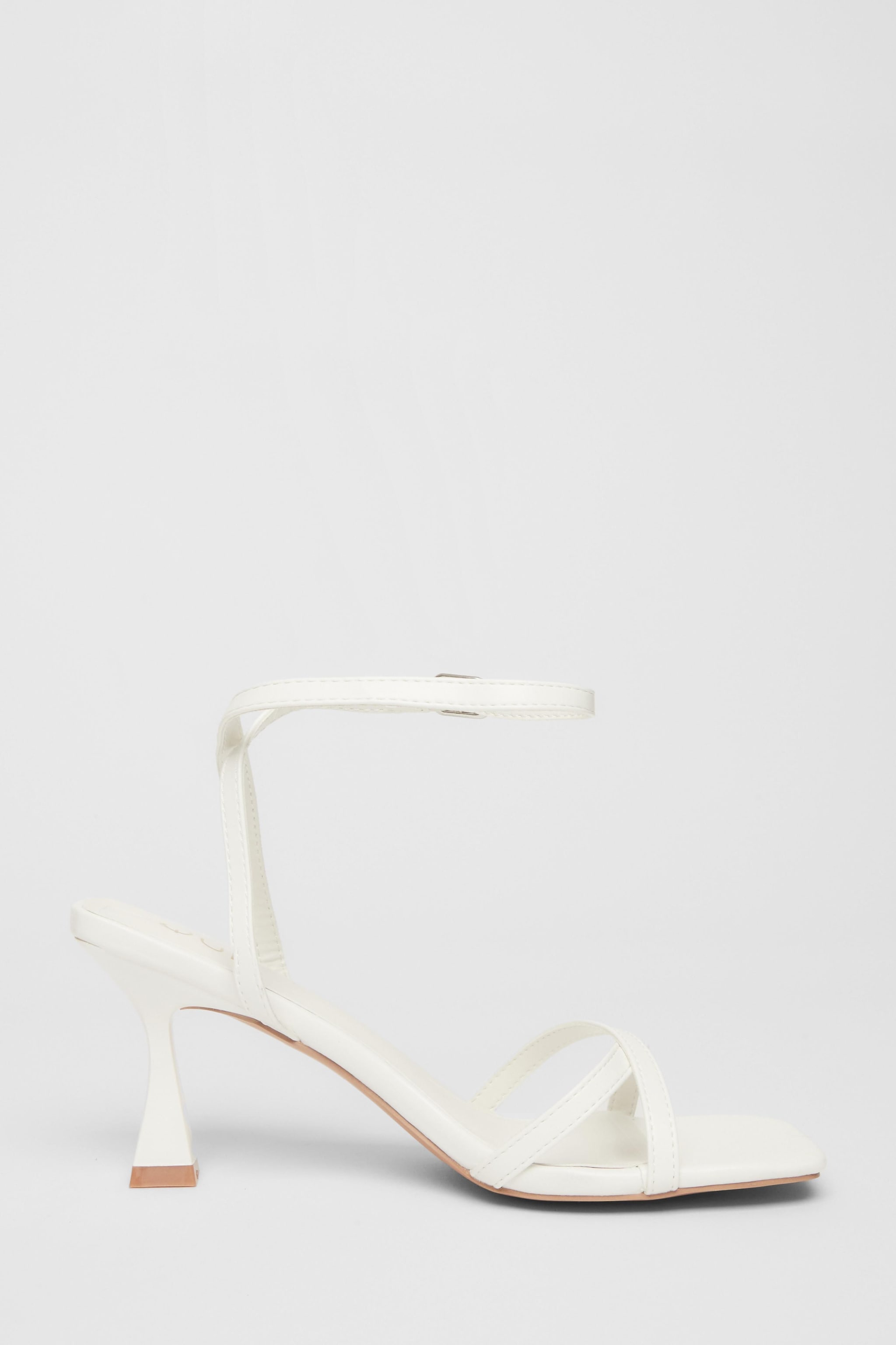 Quiz White Strappy Flared Heels image 5