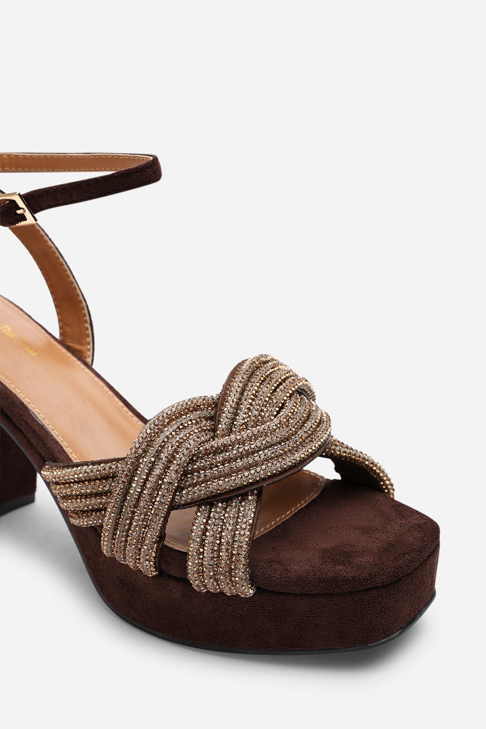 Where's That From 'Melissa' Wide Fit Suede Platform Heels with Twisted Straps image 4