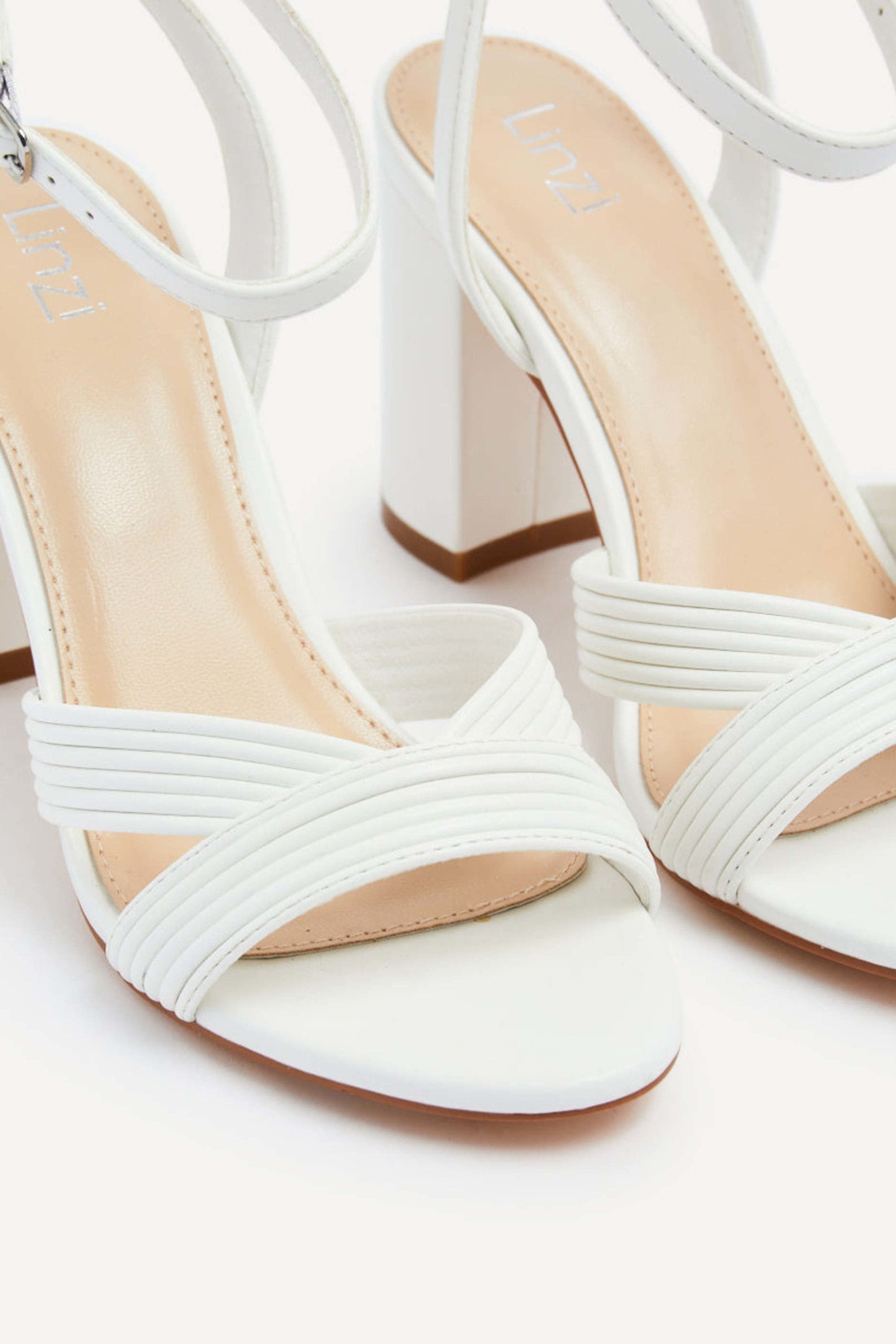 Linzi City White Faux Leather Heeled Sandals image 5