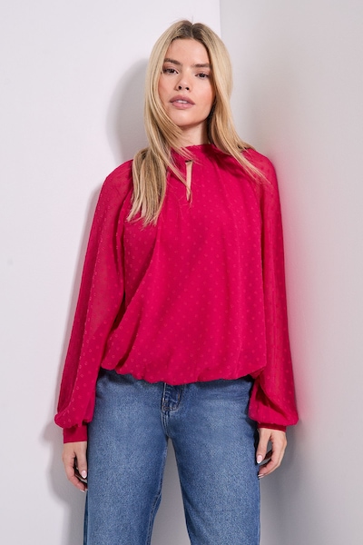 Dorothy Perkins Tie Neck Keyhole Blouson Sleeve Blouse Dark Pink