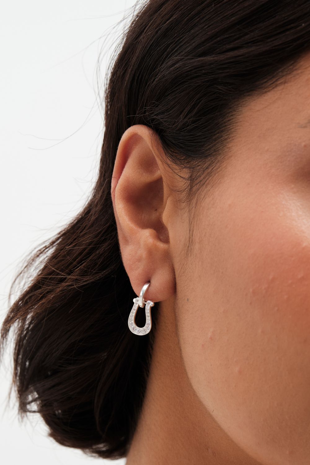 Simply Silver Simply Silver Sterling Silver 925 Cubic Zirconia Horseshoe Earrings image 2