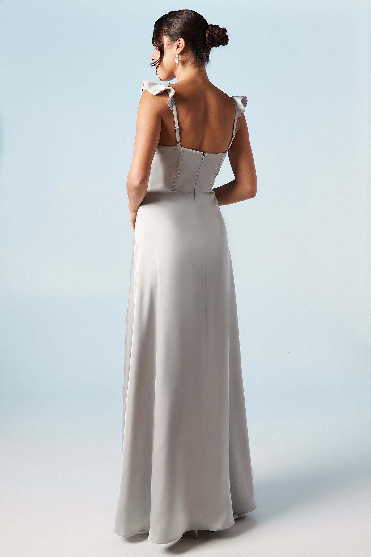 Coast Fitted Bodice Satin Bridesmaid Dress Sage image 3