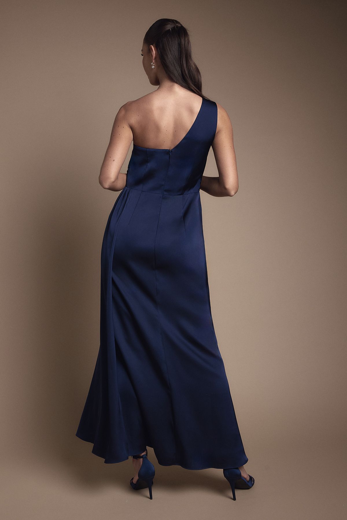 Coast One Shoulder Wrap Bodice Maxi Bridesmaid Dress Navy image 3