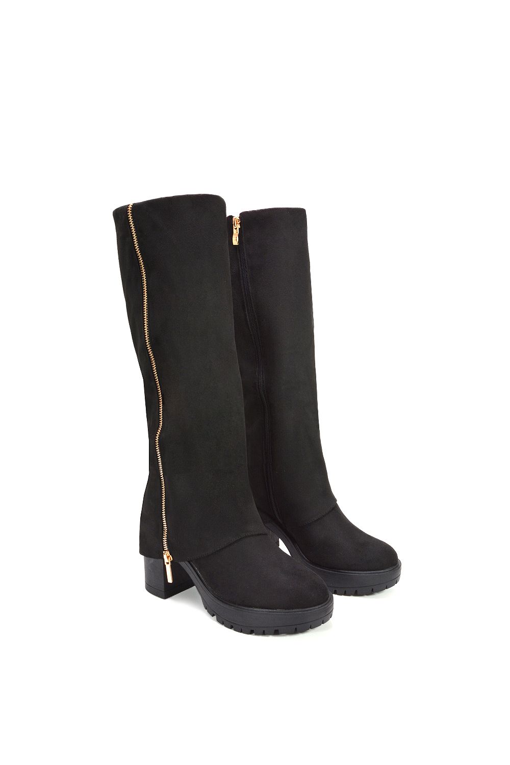 XY London 'Juliana' Chunky Platform Fold Over Knee High Boots image 6