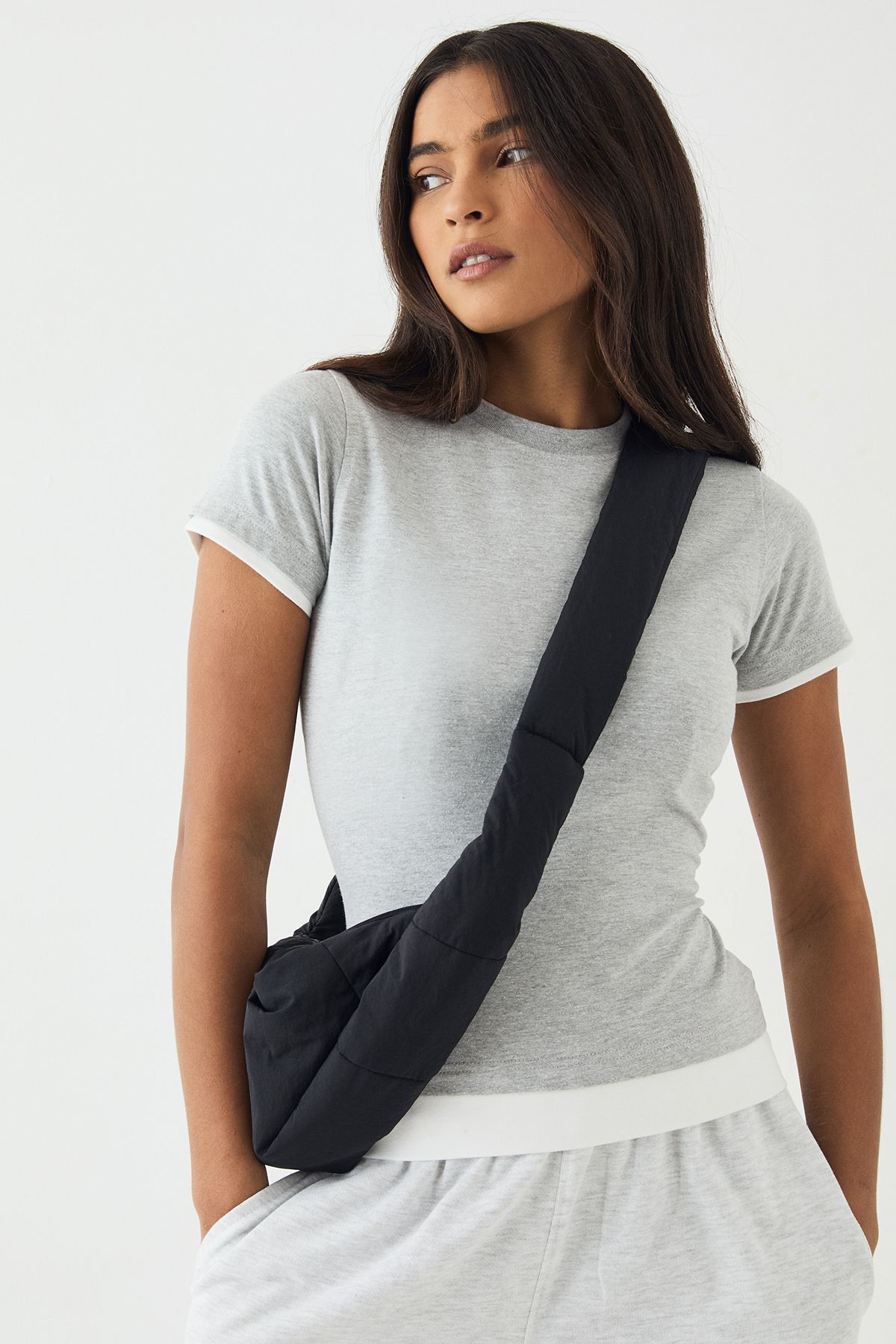 DSGN Studio DSGN Studio Contrast Short Sleeve Top Grey Marl image 1