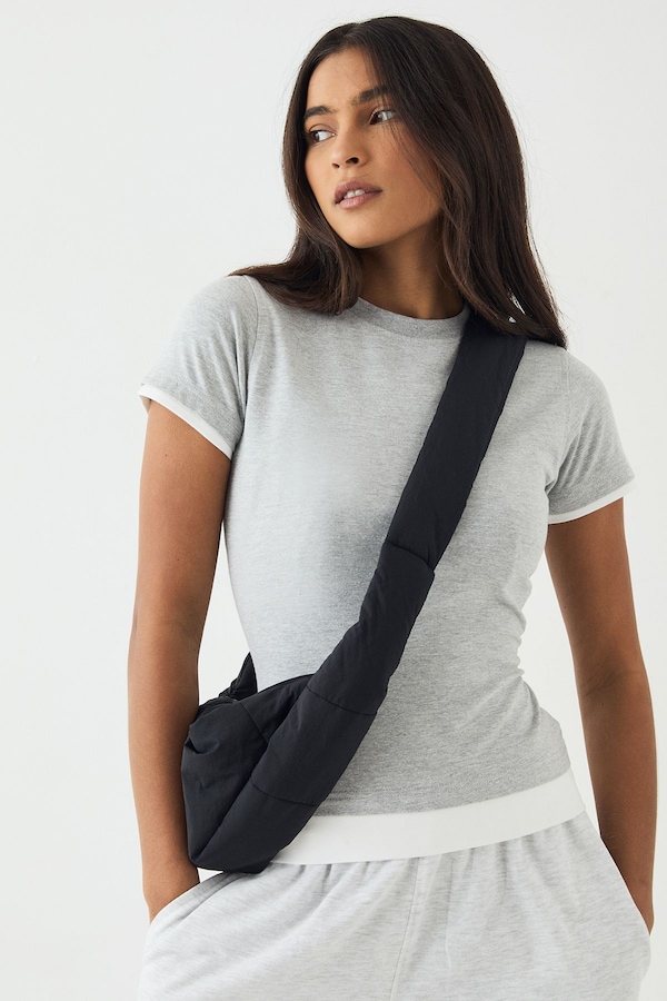 DSGN Studio DSGN Studio Contrast Short Sleeve Top Grey Marl