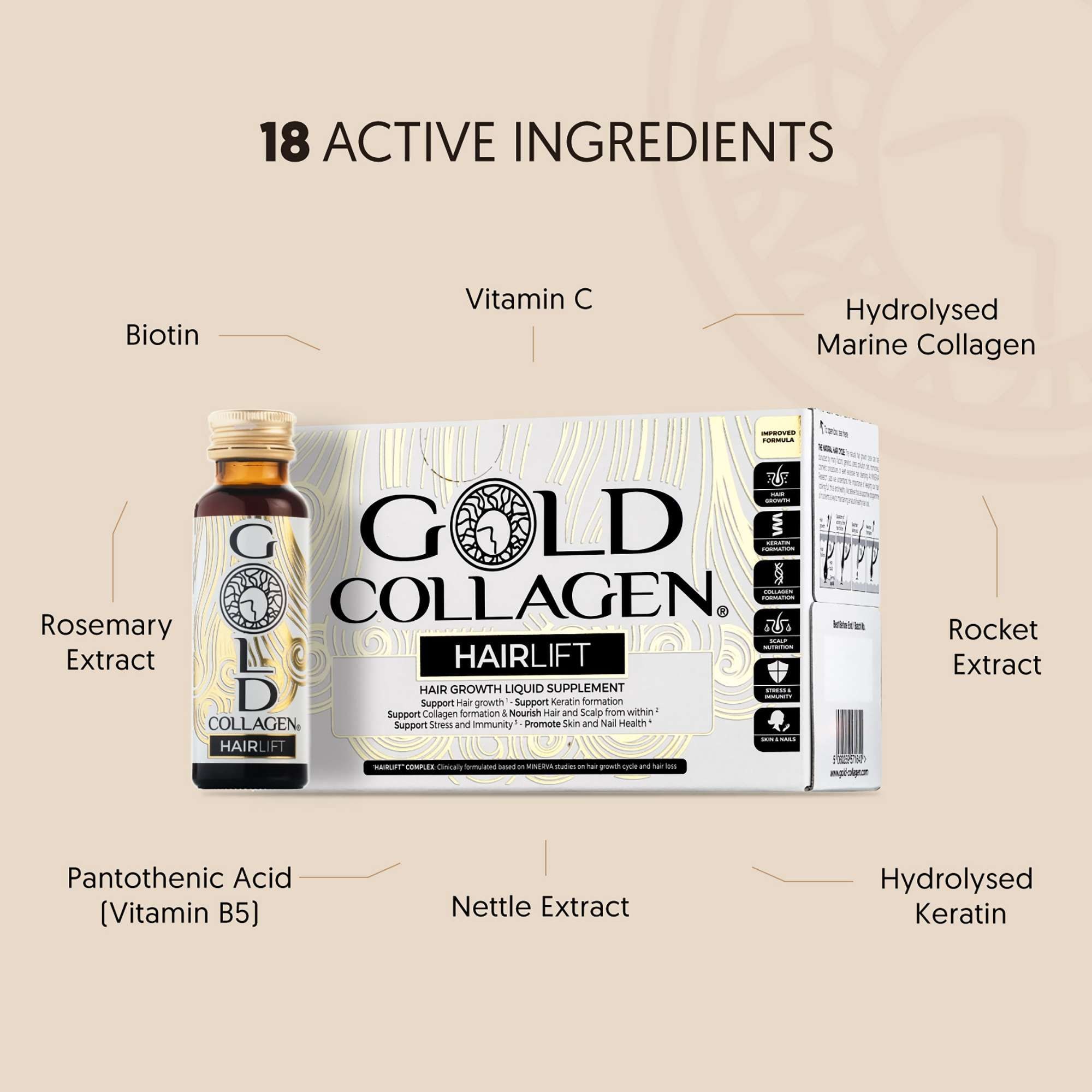 Gold Collagen Liquid Supplement Hair Lift Liquid Supplement 10 x 50ml image 2