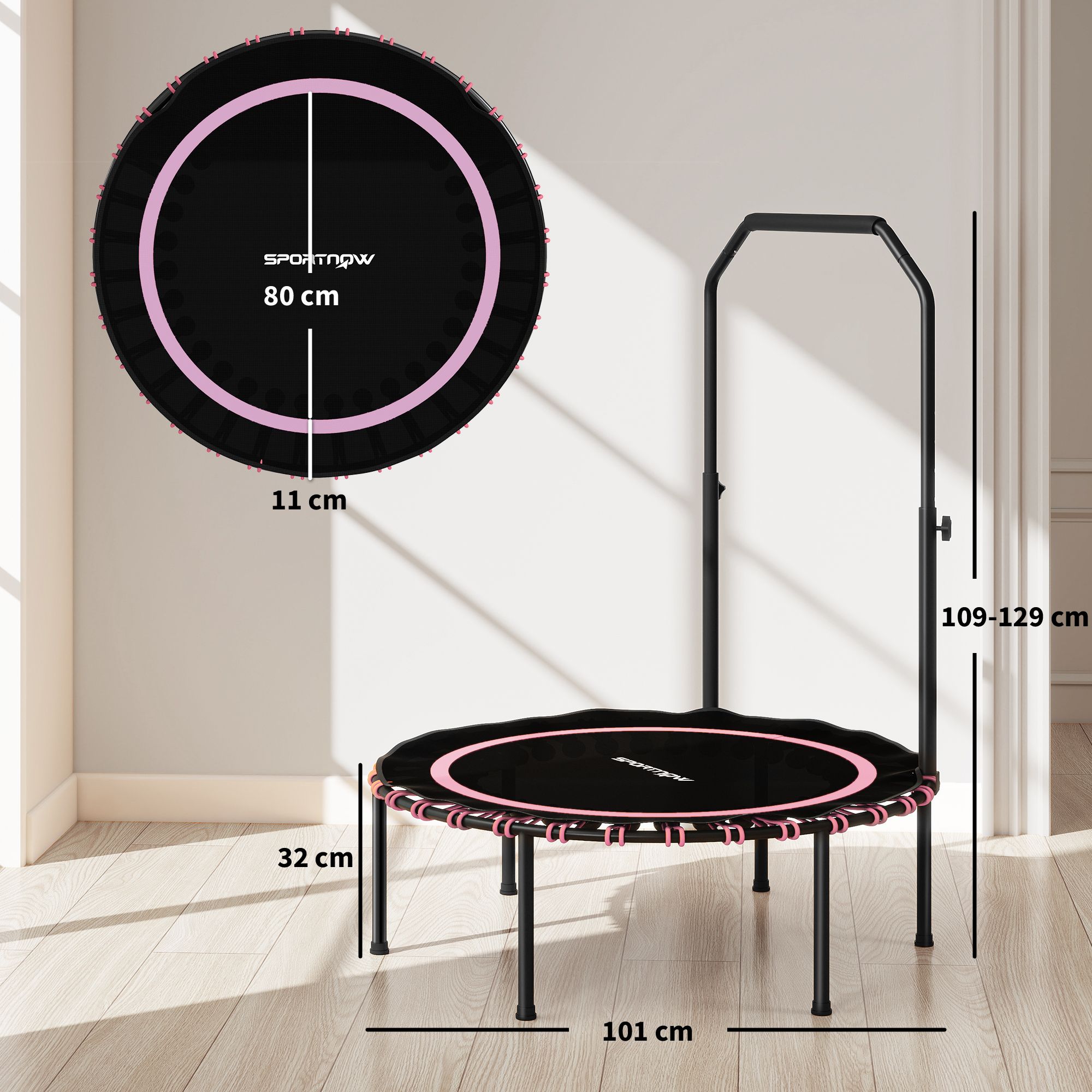 SPORTNOW 40'' Foldable Fitness Trampoline Rebounder with Handle image 3