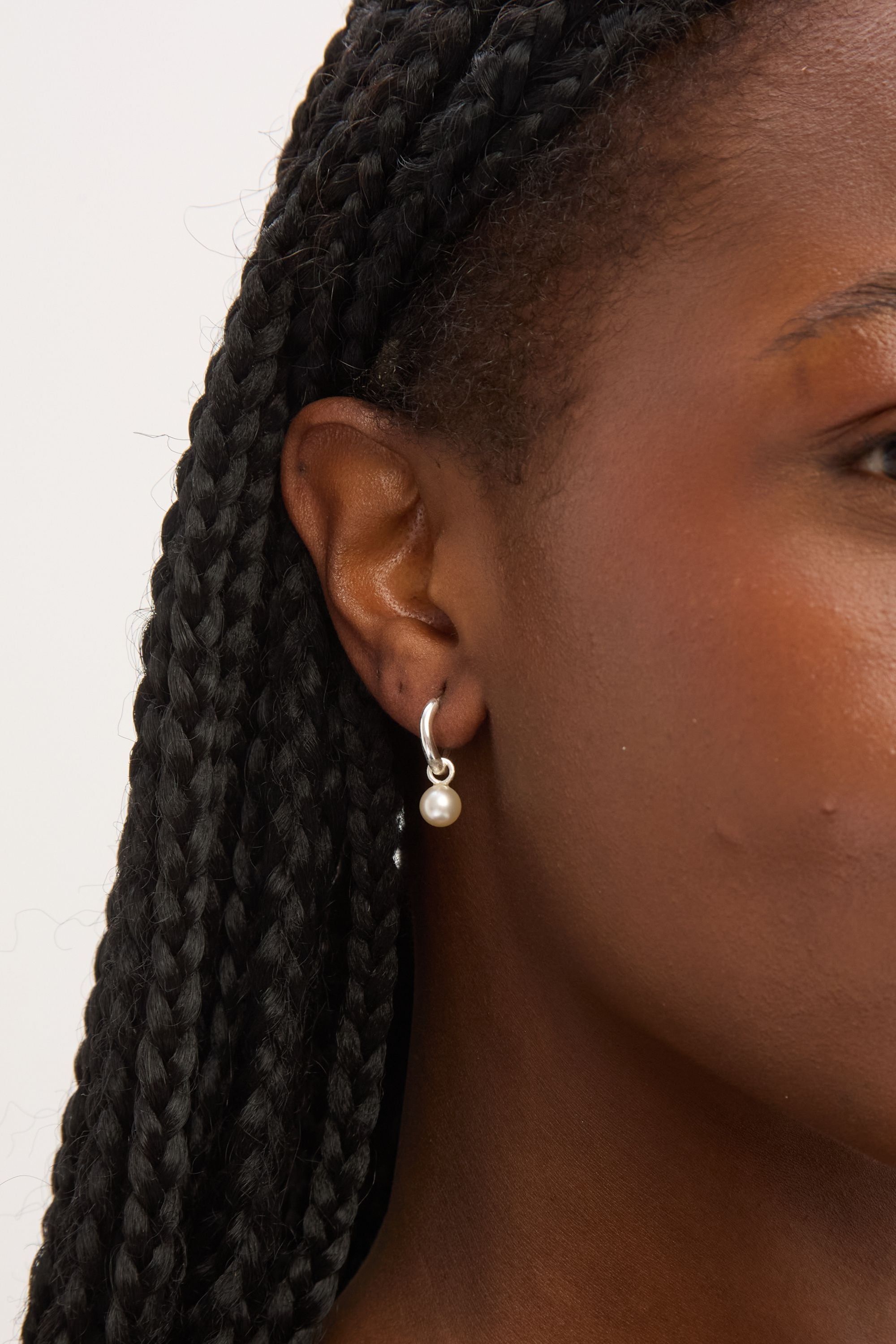 Simply Silver Sterling Silver 925 Polished and Pearl Fluid Charm Hoop Earrings image 3