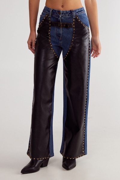 NastyGal Denim Pu Mix Chaps Dark Wash