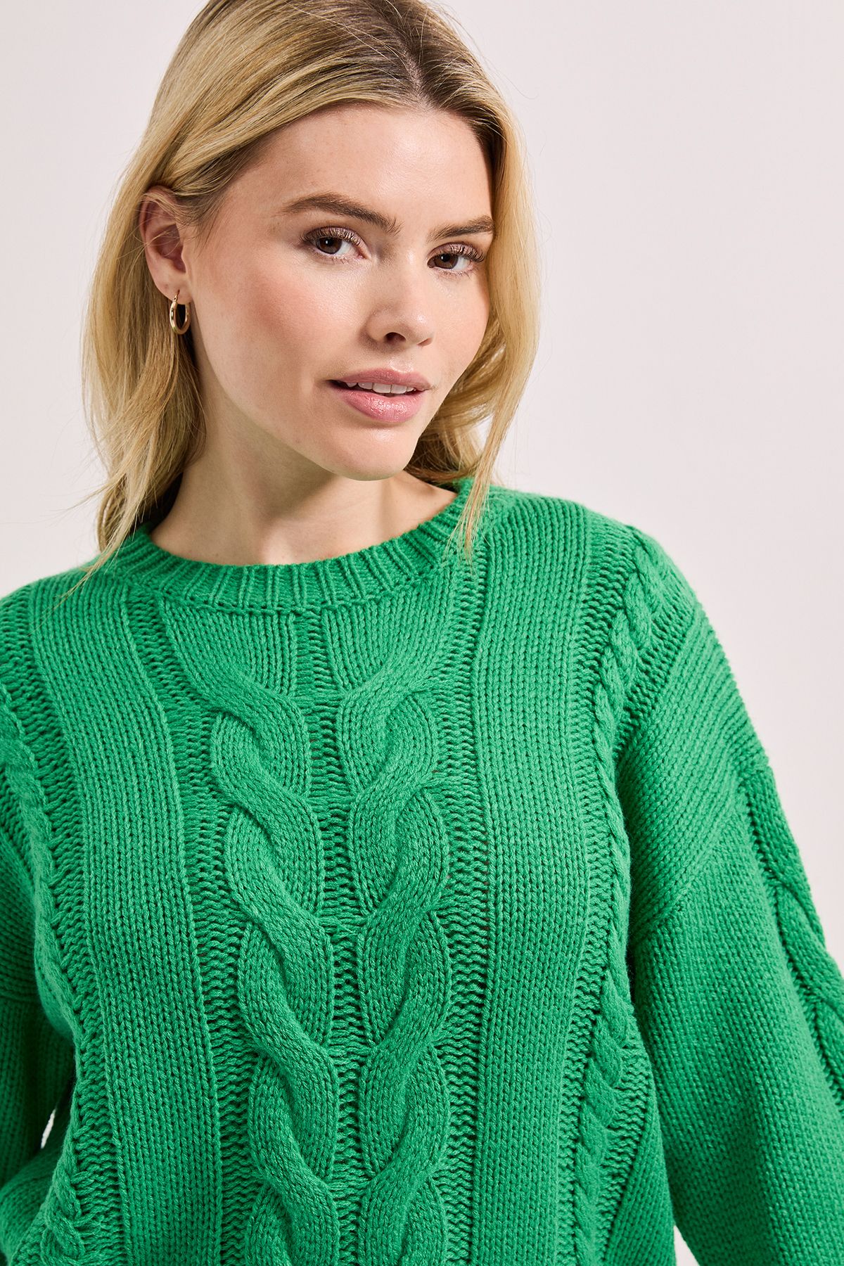 Dorothy Perkins Cable Knitted Crew Neck Jumper Bright Green image 4
