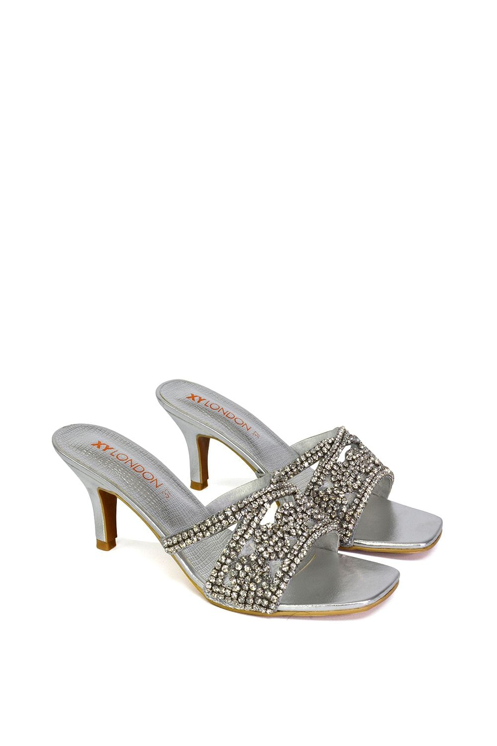 XY London 'Dominica' Diamante Mid Stiletto Heel Mule Sandals image 4