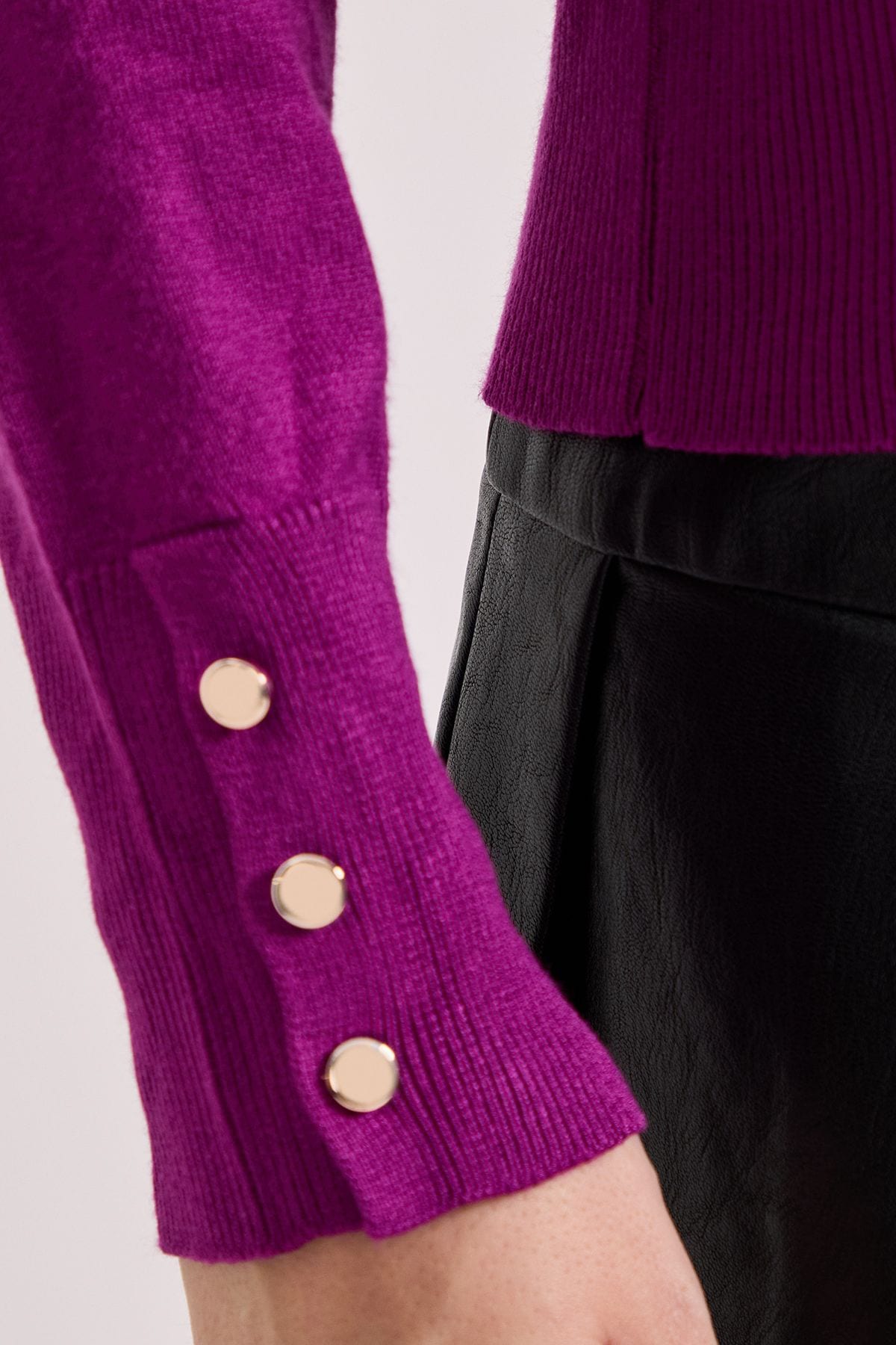 Dorothy Perkins Plum Crew Neck Button Cuff Jumper Plum image 5