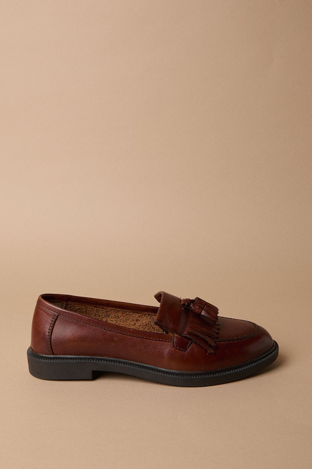 Oasis Brighton Real Leather Tassel Loafers Tan image 1