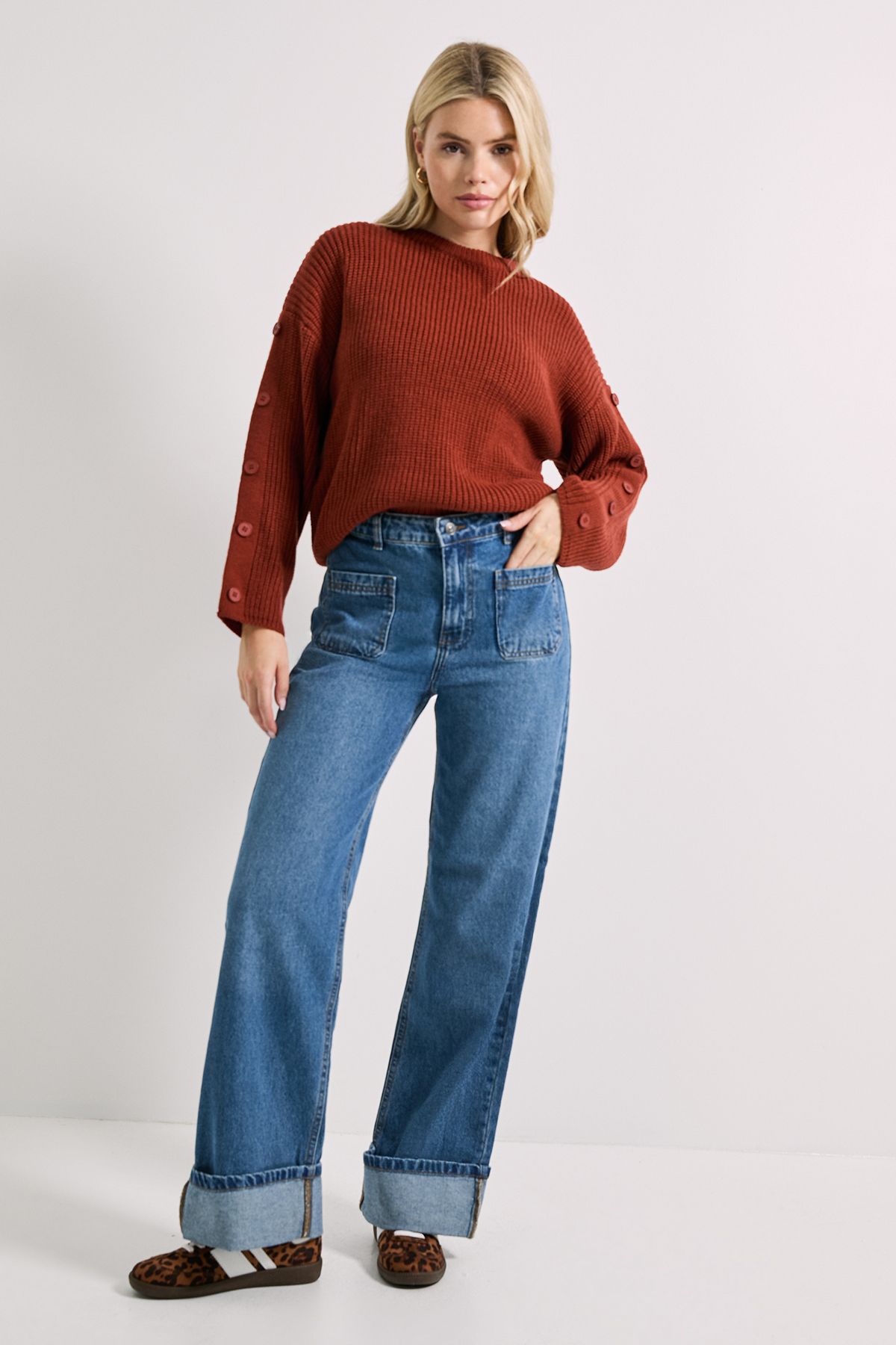 Dorothy Perkins Button Overarm Jumper Orange image 2