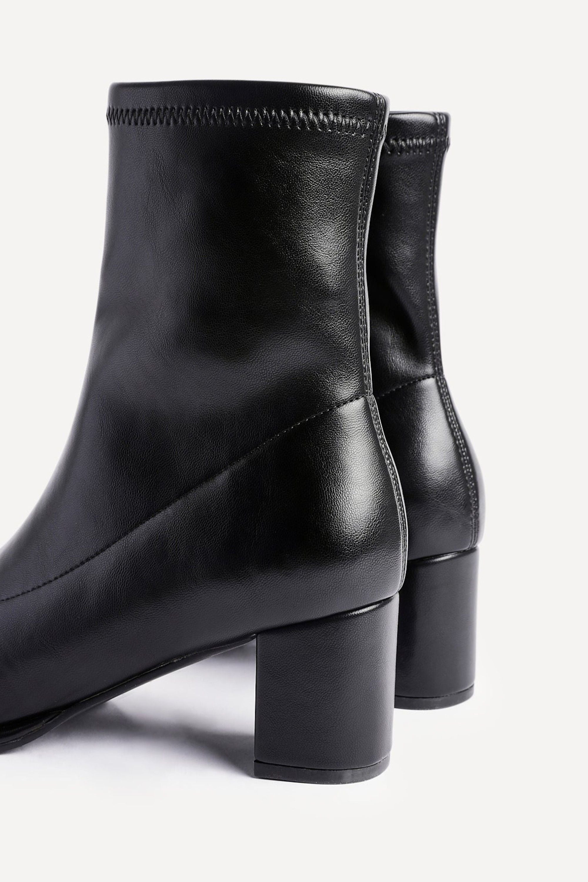 Linzi Rita Black Faux Leather Round Toe Block Heel Sock Boot image 5