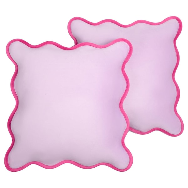OHS 2 Pack Matte Velvet Scallop Edge Cushion Covers Home Decor Set