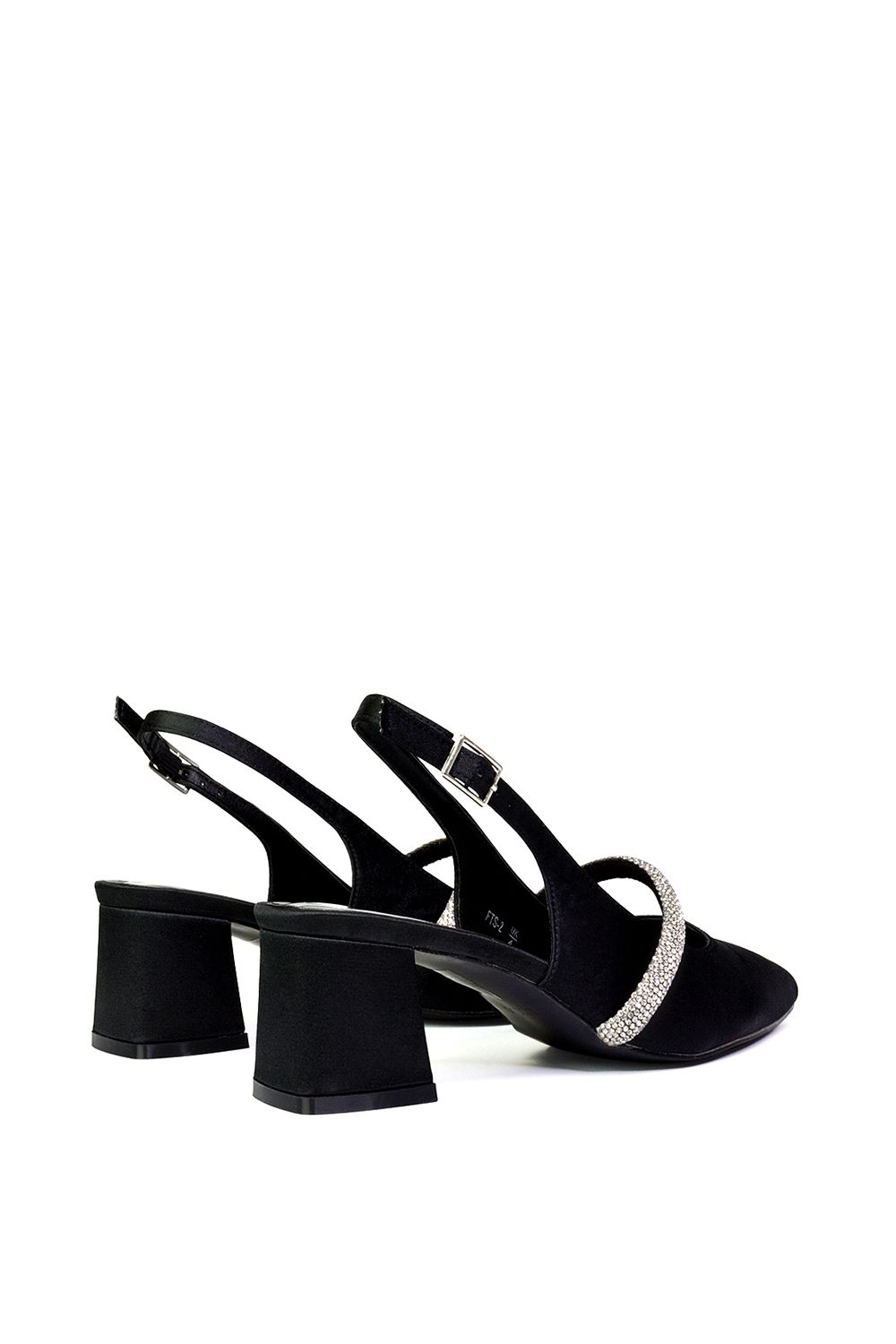XY London 'Sandie' Sling Back Strappy Pointed Toe Diamante Mid Block Heels image 3
