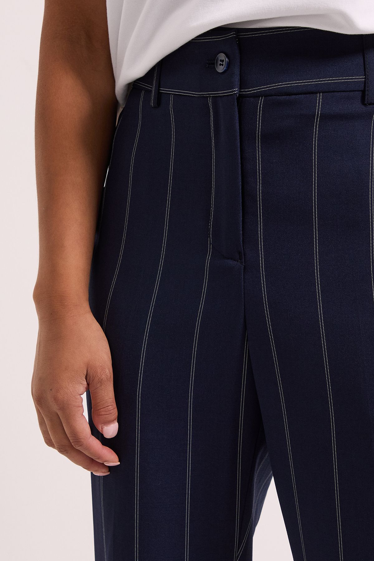 Dorothy Perkins Petite Stripe Ankle Grazer Trouser Navy image 3