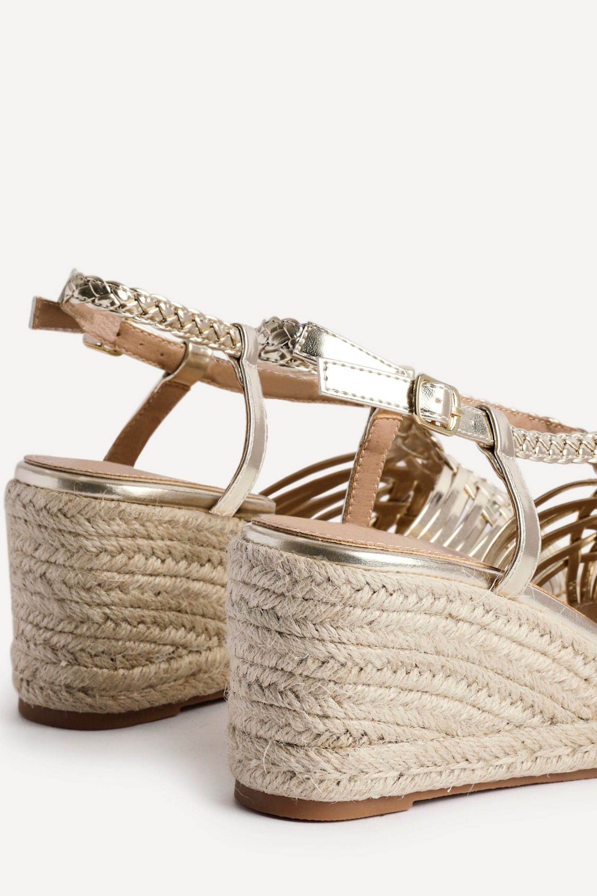 Linzi Evolve Gold Faux Leather Woven Espadrille Wedge image 5