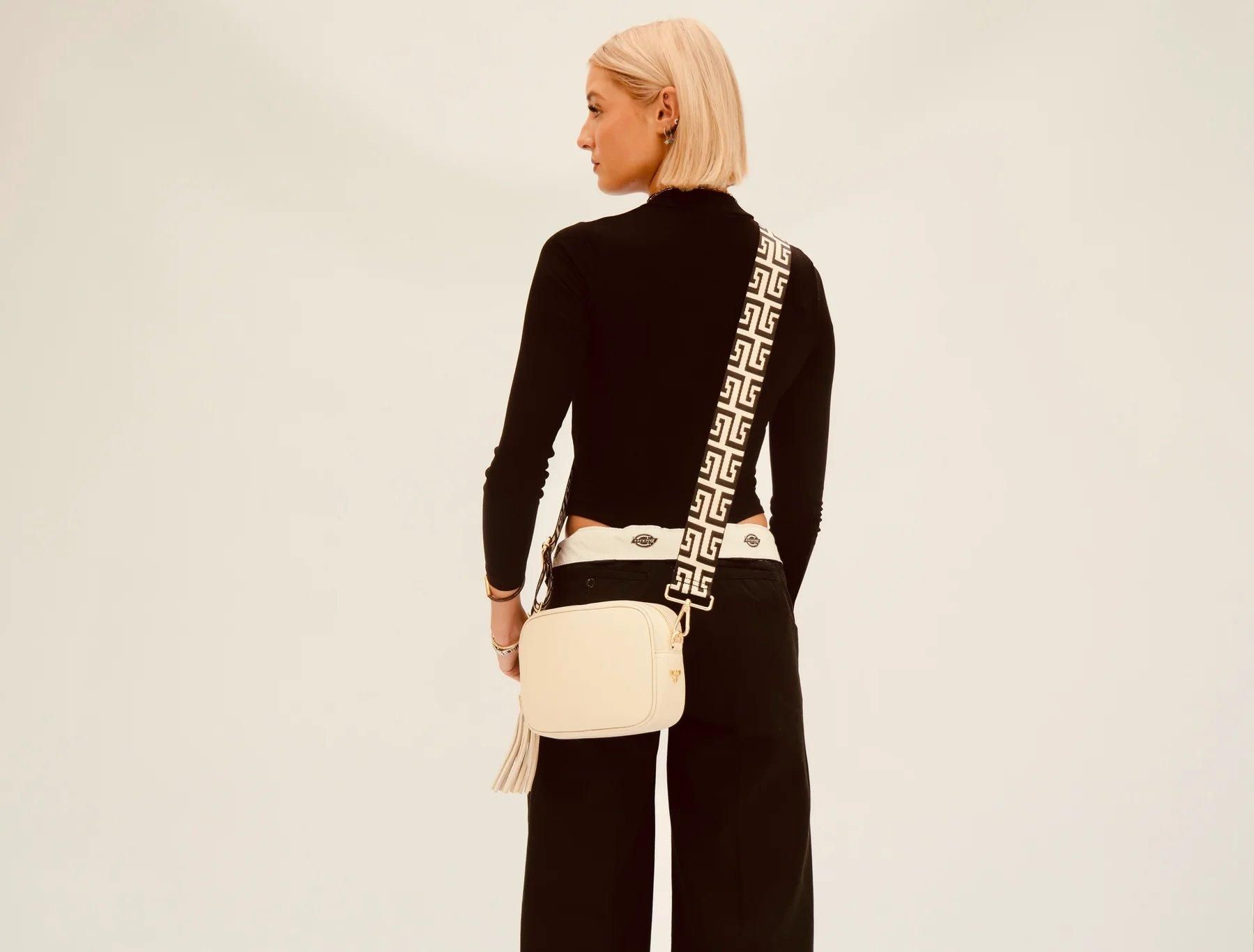 Apatchy London Stone Leather Crossbody Bag With Black and Stone Maze Strap image 5