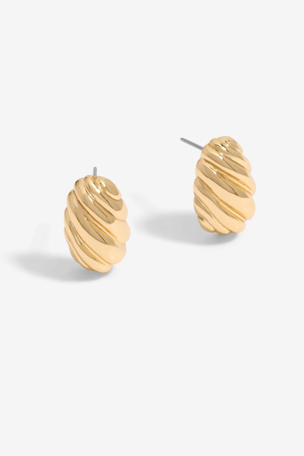 Mood Mood Gold Polished Quilted Stud Earrings