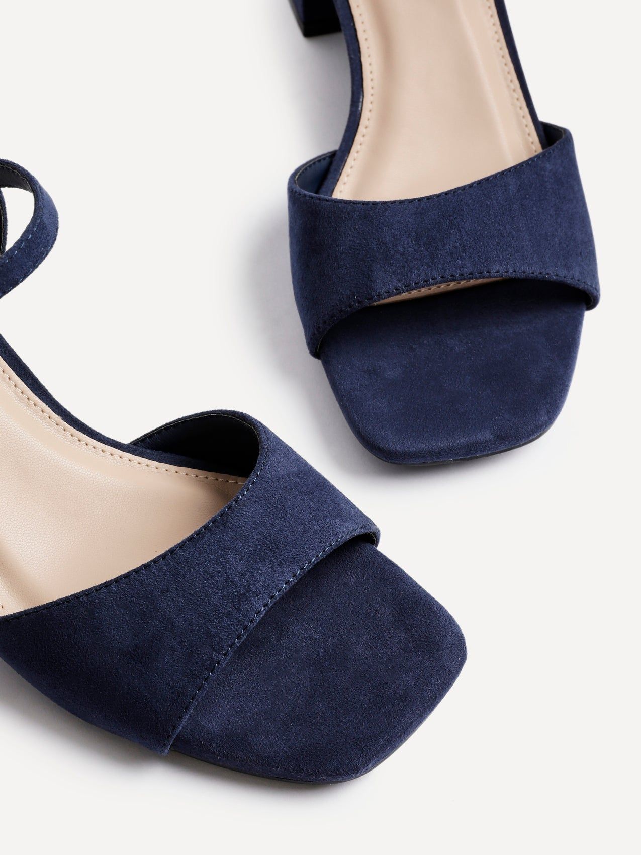 Linzi Darlene Navy Faux Suede Low Block Heeled Sandals image 5
