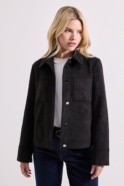 Dorothy Perkins Pocket Detail Faux Suede Jacket Black