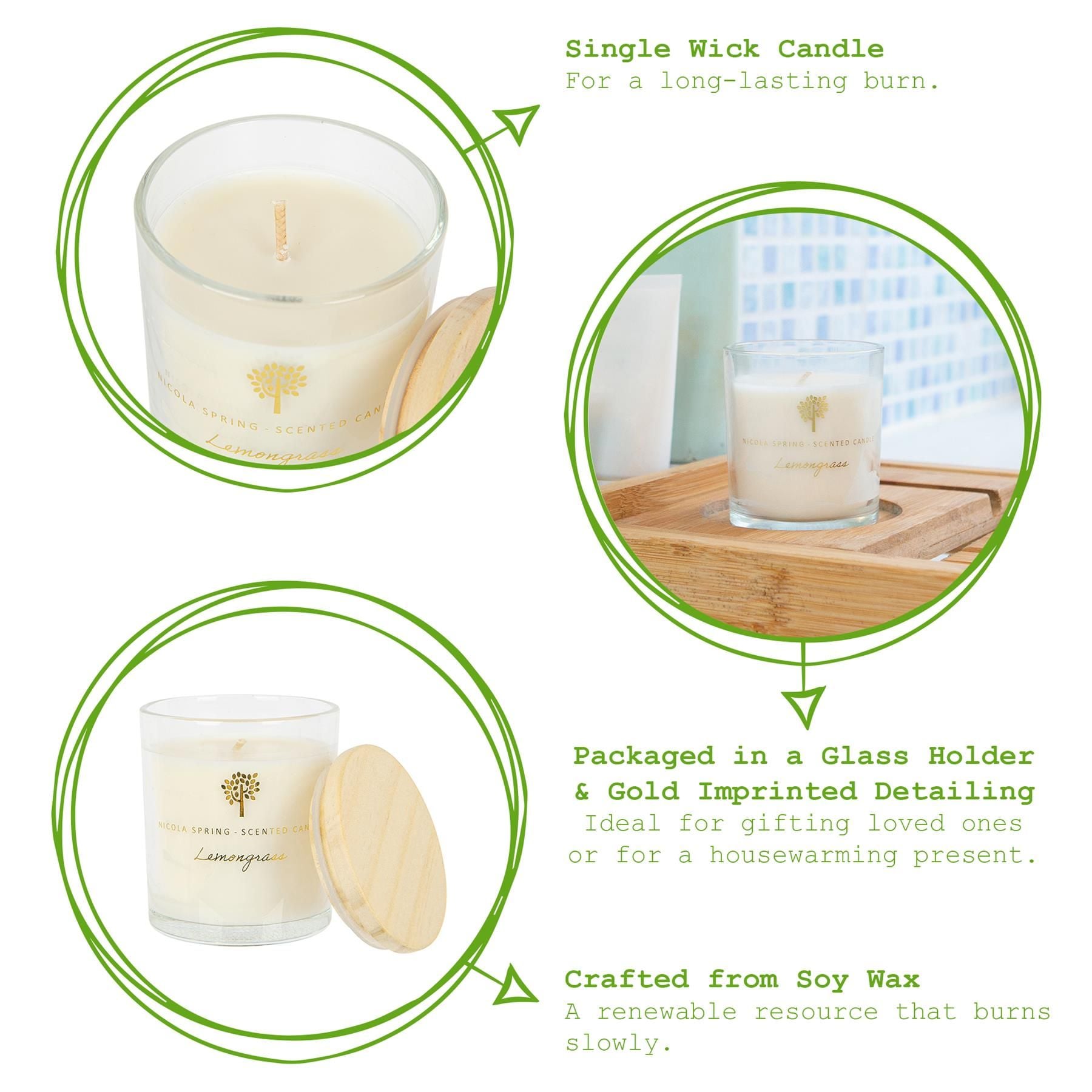 Nicola Spring 130g Lemongrass Soy Candles - Pack of 3 - Fruity Summer image 3